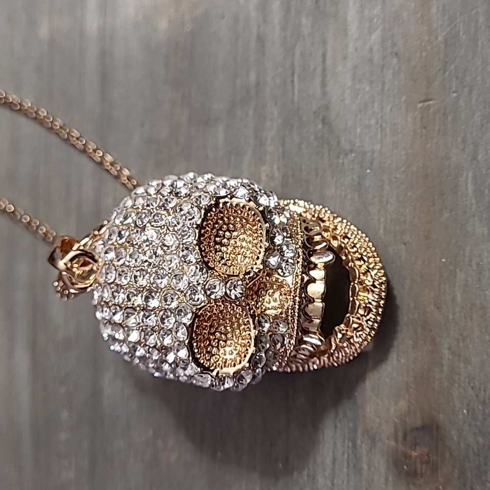 Rhinestone Skull Necklace